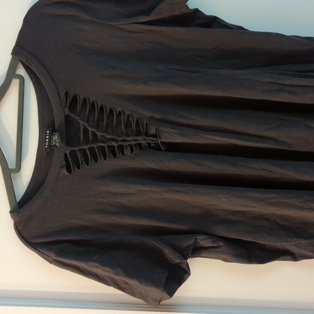 Torrid ripped vneck Grey tshirt